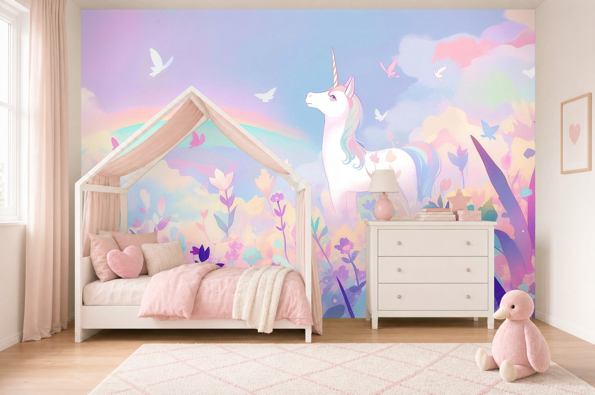 childrens floral wallpaper in a children's room