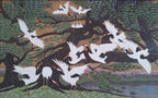 crane toile wallpaper pattern shown flat