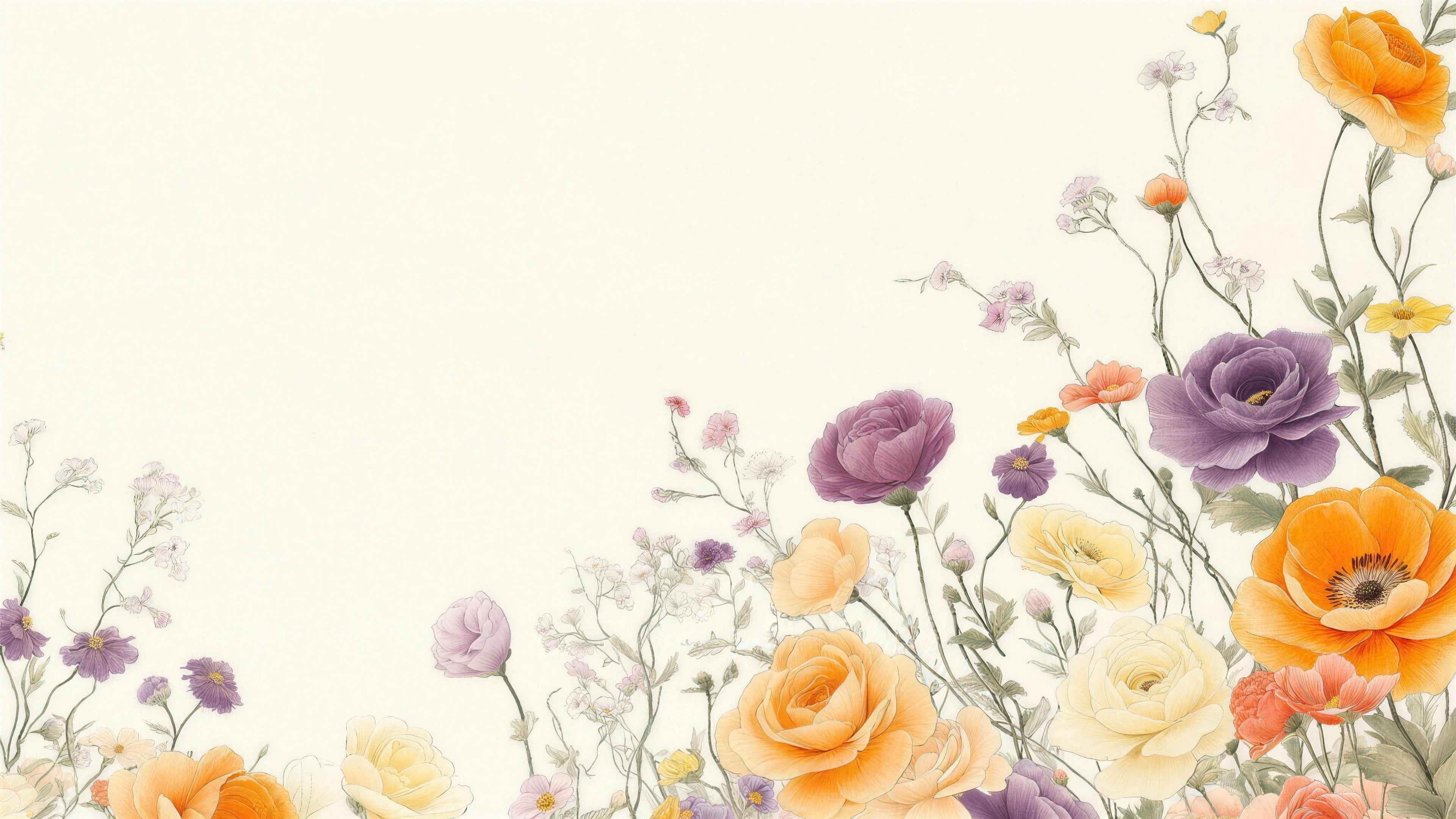 cream rose wallpaper pattern shown flat