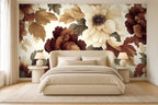 giant peony wallpaper in a bedroom