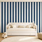 dark blue striped wallpaper room