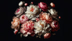 dark floral peony wallpaper pattern shown flat