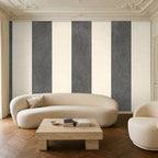 dark gray and light gray striped wallpaper room