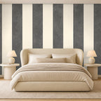 dark gray and light gray striped wallpaper room 2