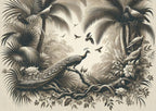 dark peacock wallpaper pattern shown flat