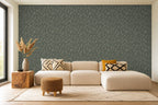 Dark Sage green wallpaper room view 2