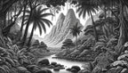 dark tropical wallpaper pattern shown flat