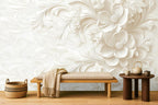 delicate floral wallpaper in a living room