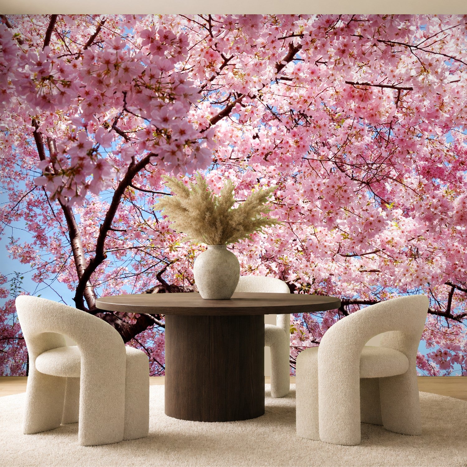 cherry blossom tree mural wallpaper dining room wall
