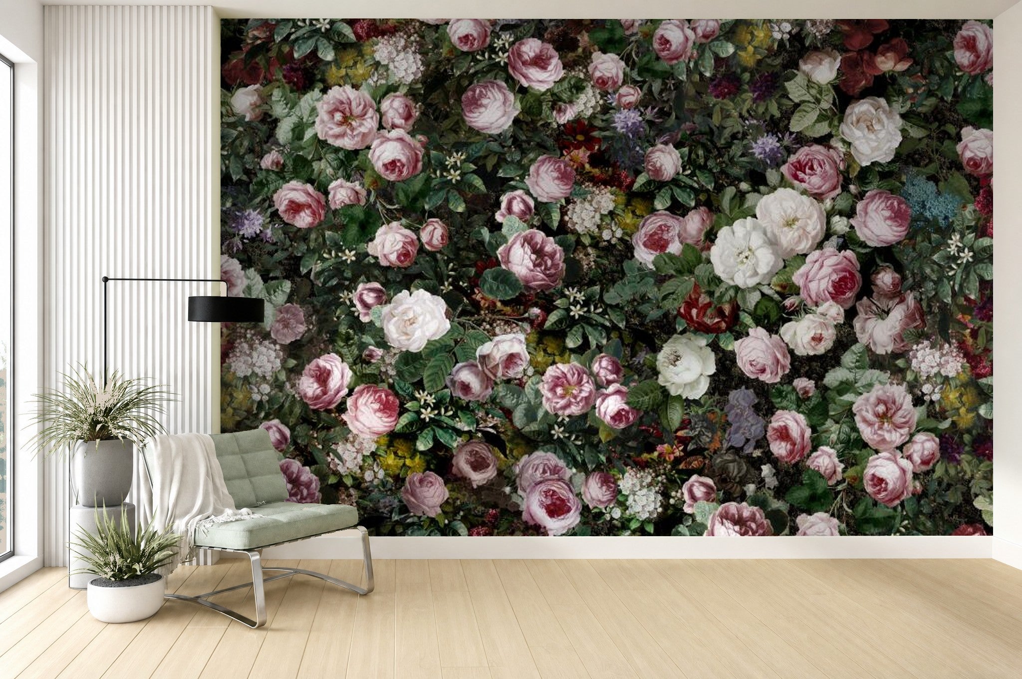dark rose wallpaper living room wall