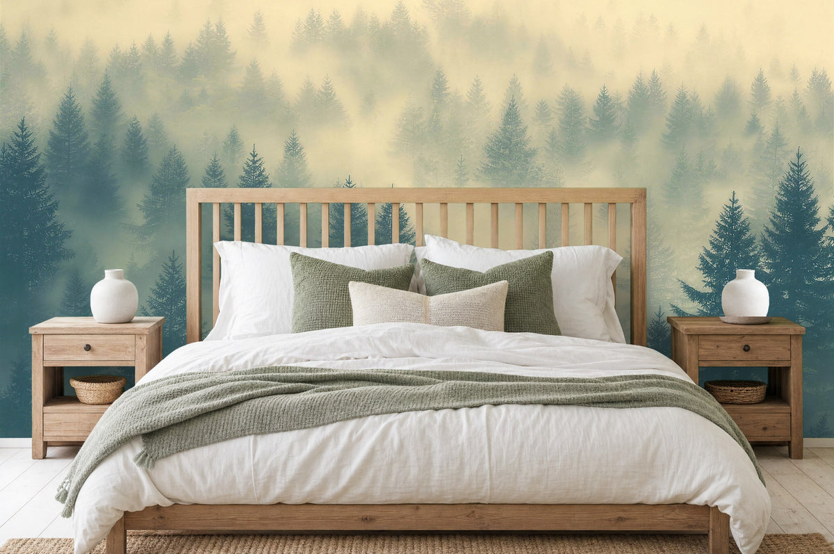 enchanted forest wallpaper in a bedroom