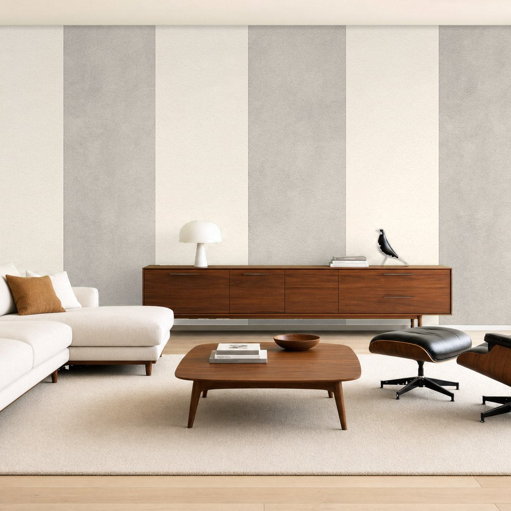 extra wide grey stripewallpaper room