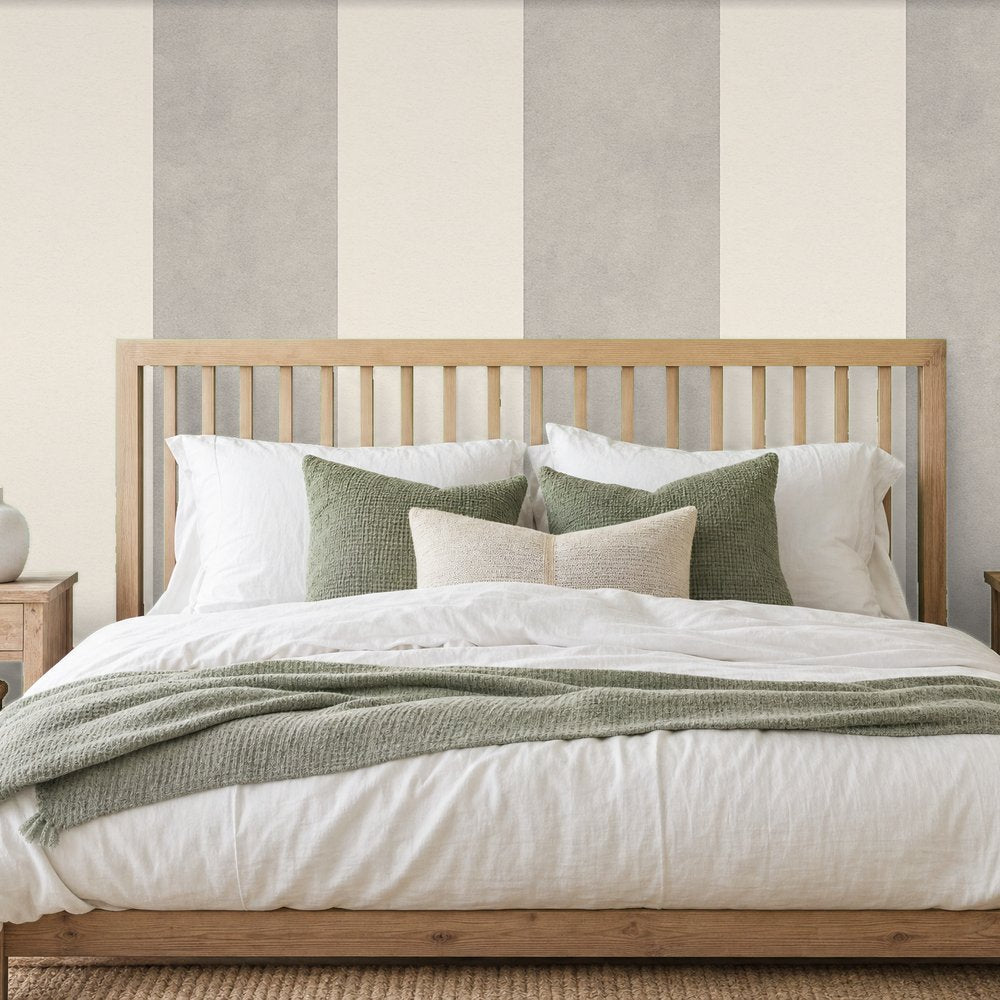 extra wide grey stripewallpaper room 2
