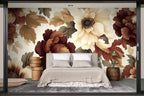 giant peony wallpaper in a bedroom
