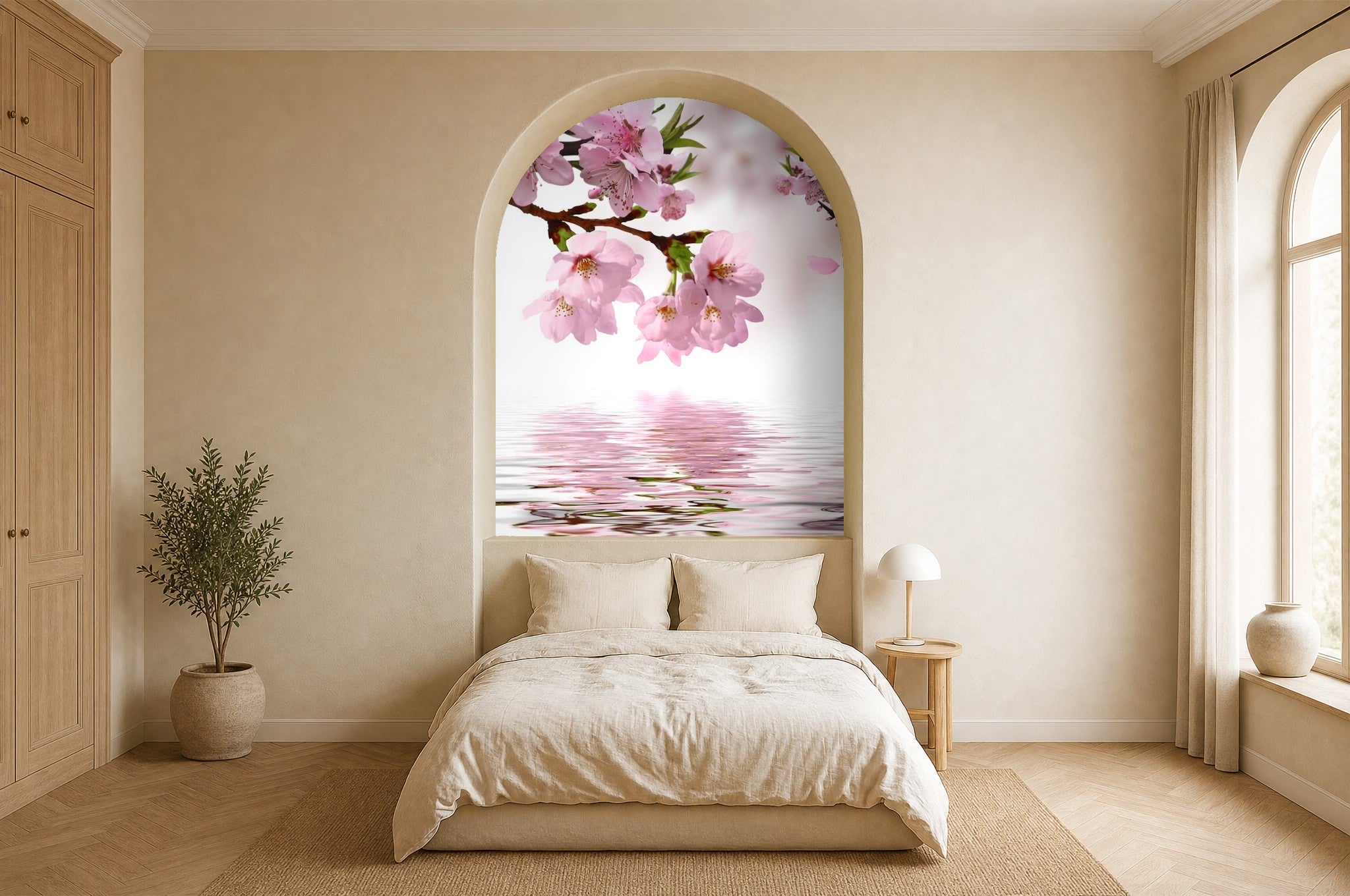 cherry flower wallpaper bedroom wall