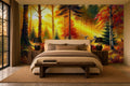 fall forest wallpaper in a bedroom
