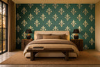 golden lily wallpaper in a bedroom