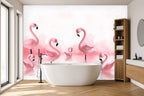Flamingo Bathroom Wallpaper — mural in a styled room