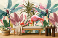 Flamingo Leaf Wallpaper — mural in a styled room