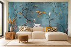 Navy Flamingo Wallpaper — room scene