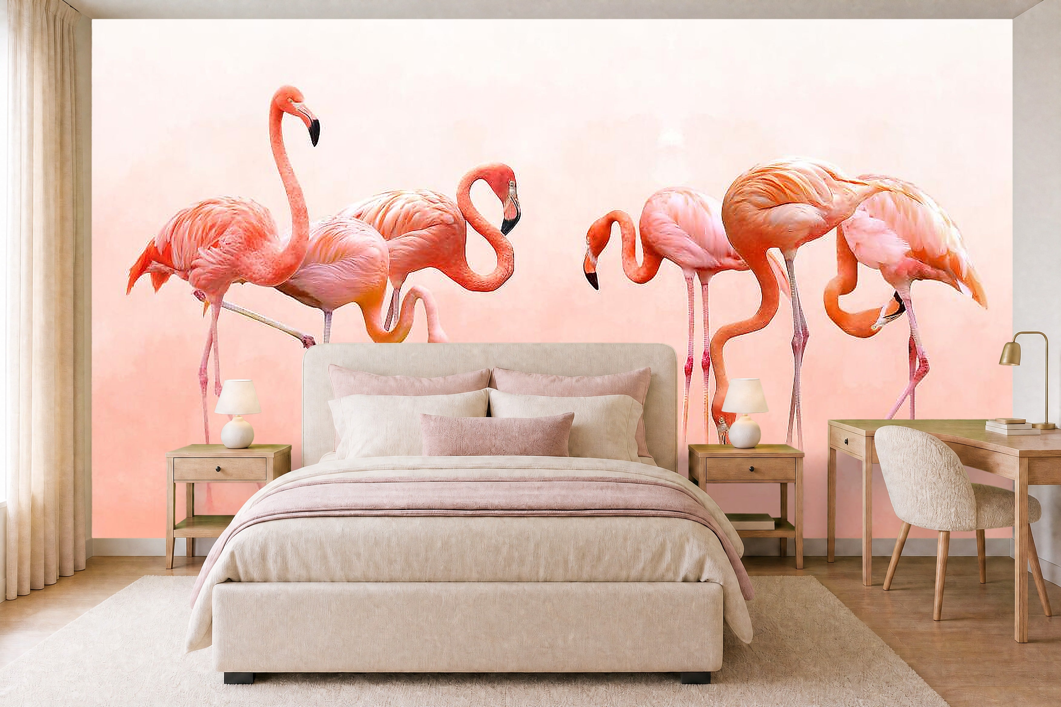 flamingo lake wallpaper in a children's room