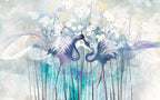 flamingo wallpaper blue pattern shown flat
