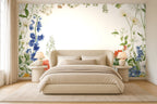 floral border wallpaper in a bedroom