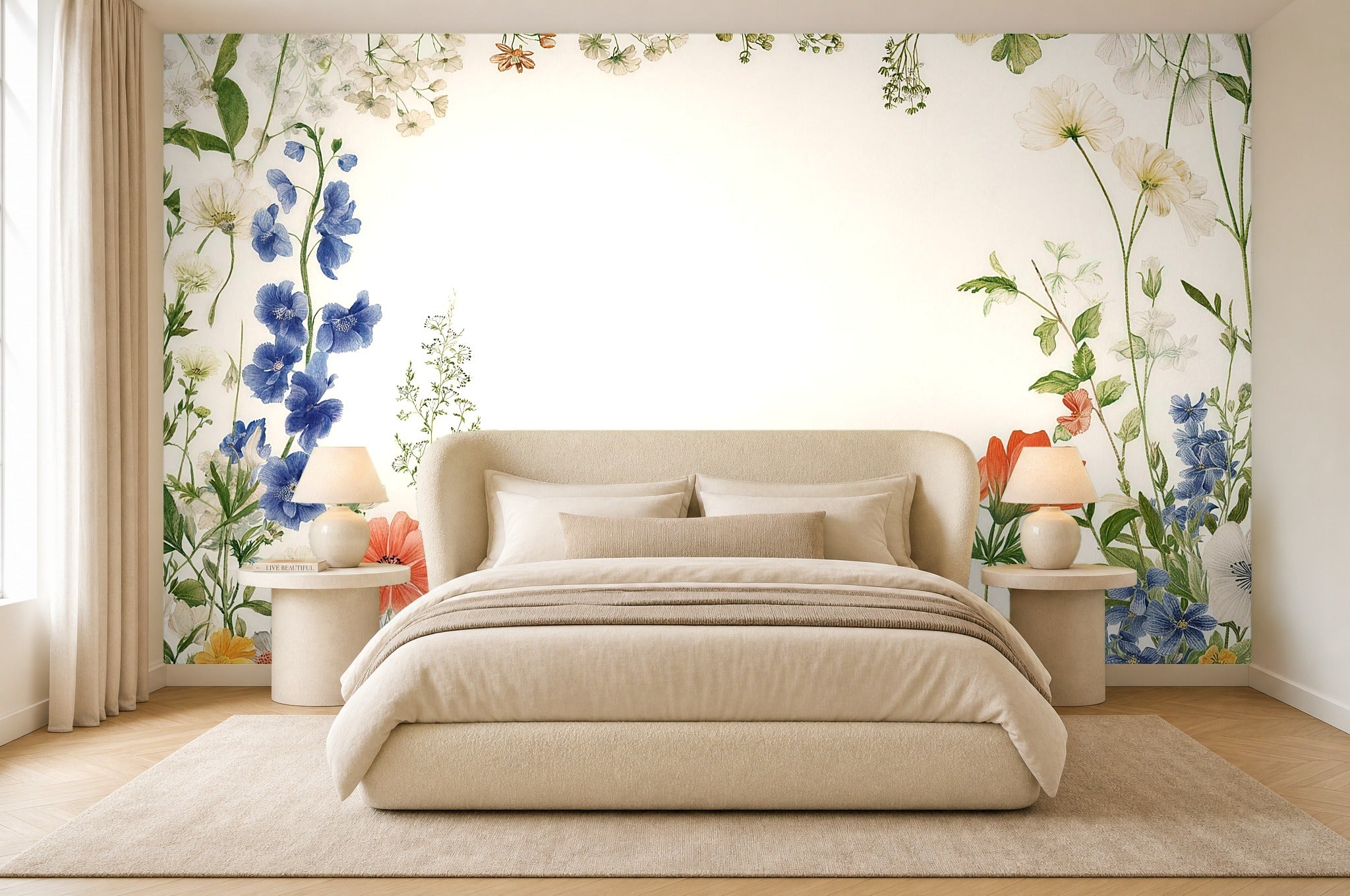 floral border wallpaper in a bedroom