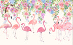 floral flamingo wallpaper pattern shown flat