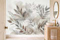 floral leaf wallpaper in a cloakroom