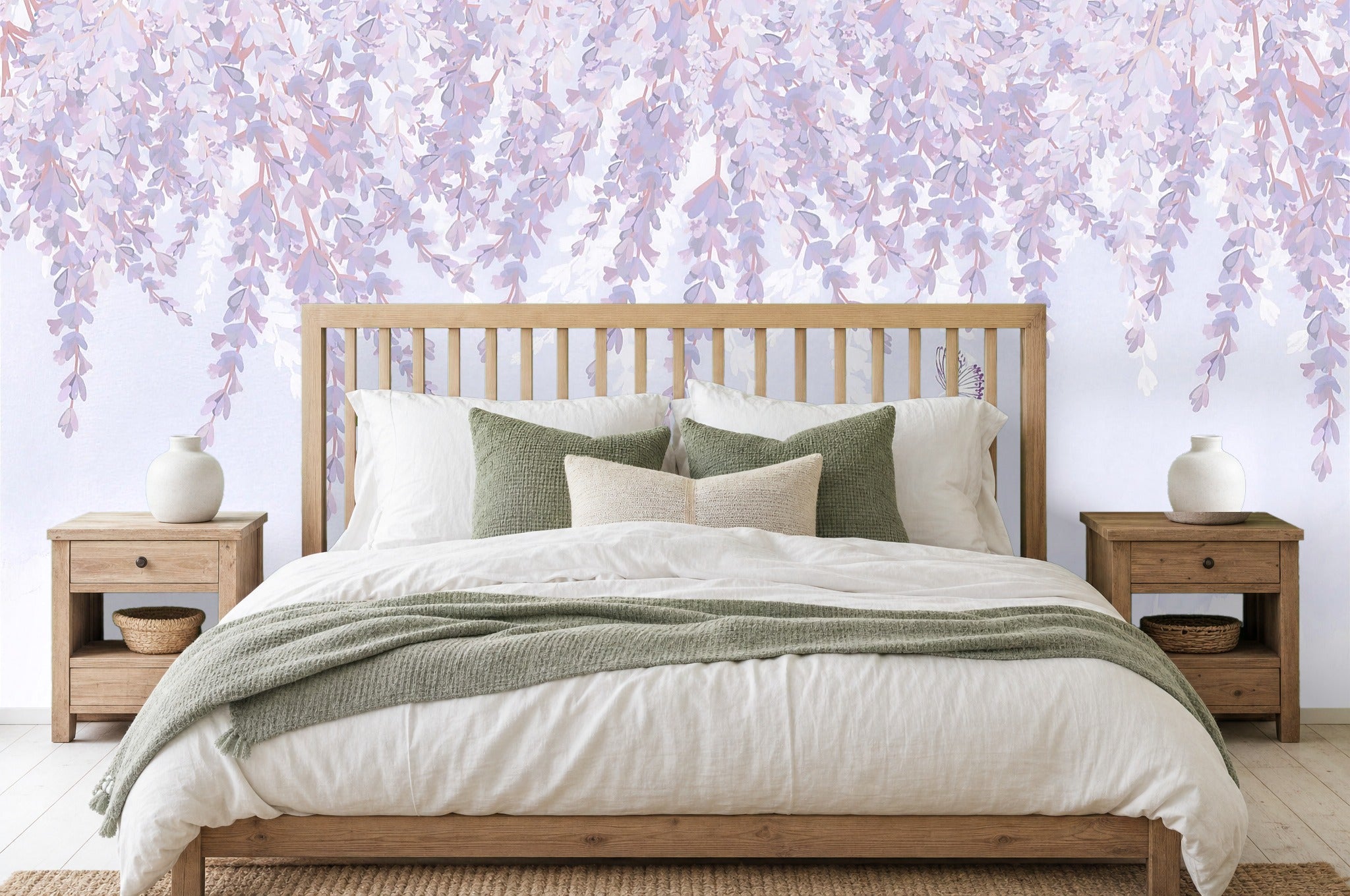 floral patterns wallpaper in a bedroom