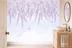 floral patterns wallpaper in a cloakroom
