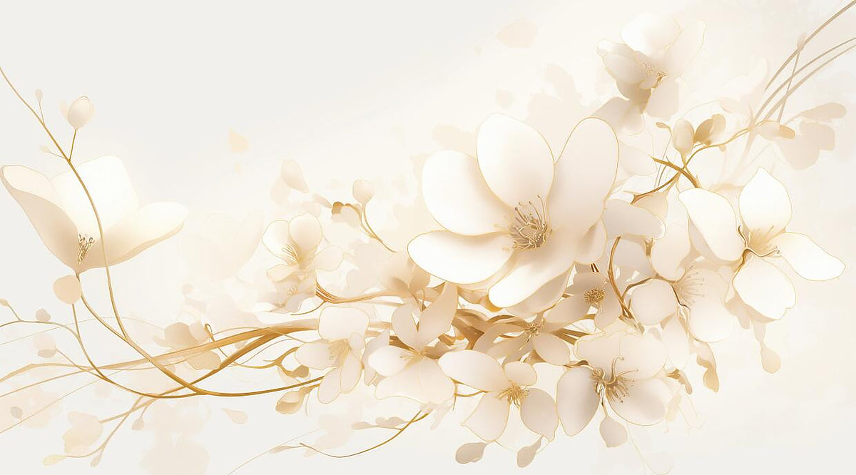gold blossom wallpaper pattern shown flat