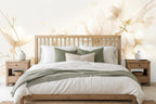 gold blossom wallpaper in a bedroom