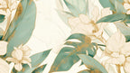 gold floral wallpaper pattern shown flat