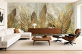Gold Leaf Wallpaper — mural on a living room feature wall