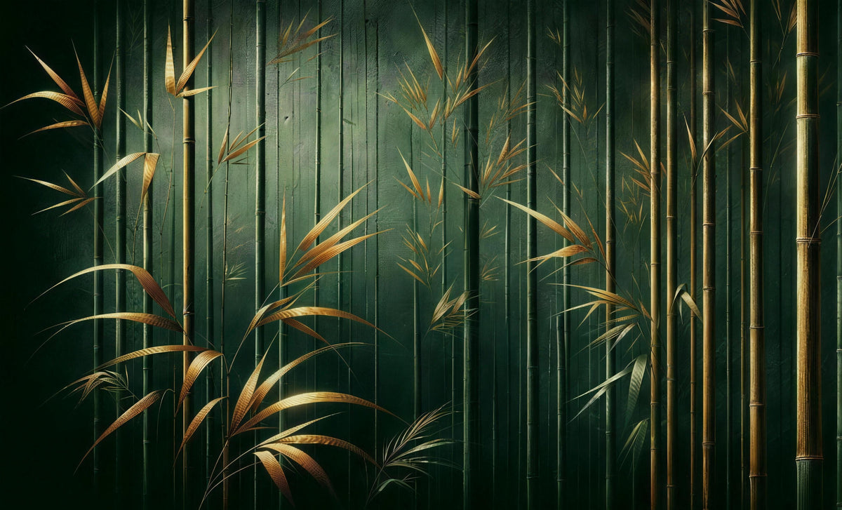 green and gold leaf wallpaper pattern shown flat