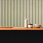 green and white striped wallpaper room