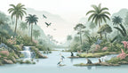 green crane wallpaper pattern shown flat