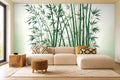 green leaf wallpaper bedroom in a living room