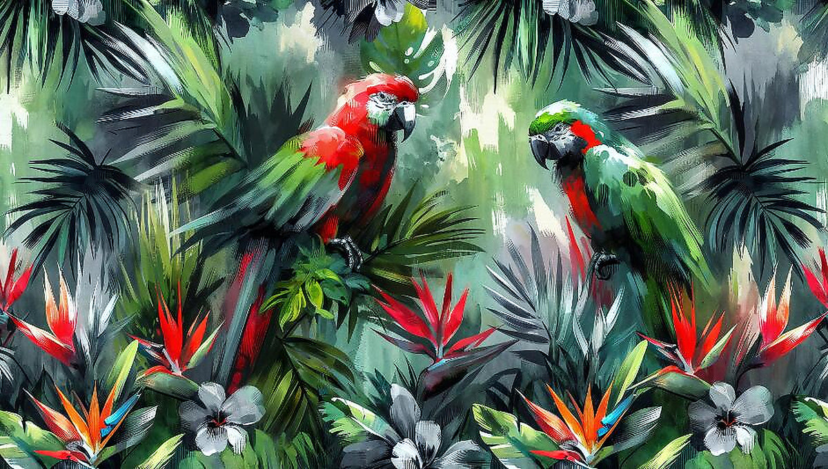 grey parrot wallpaper pattern shown flat