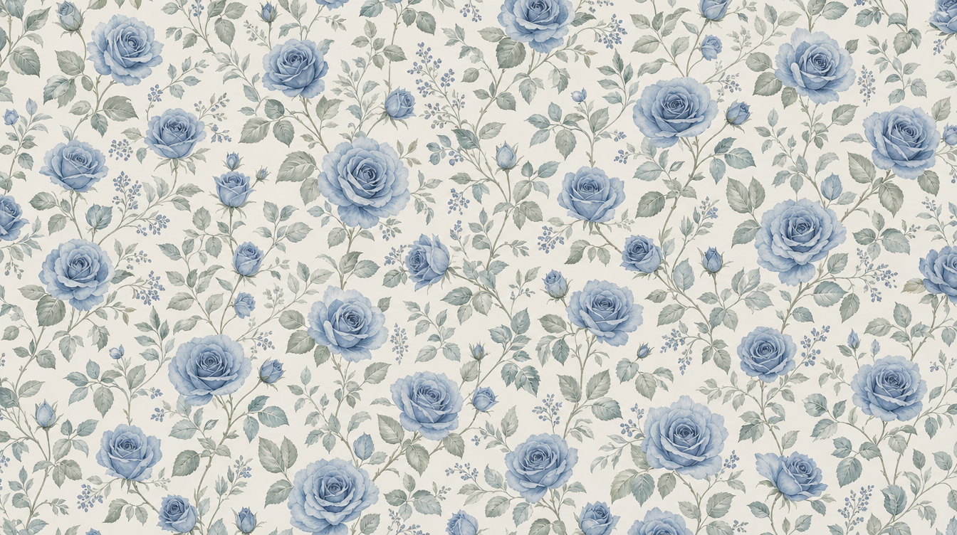 blue rose wallpaper flat repeat motif