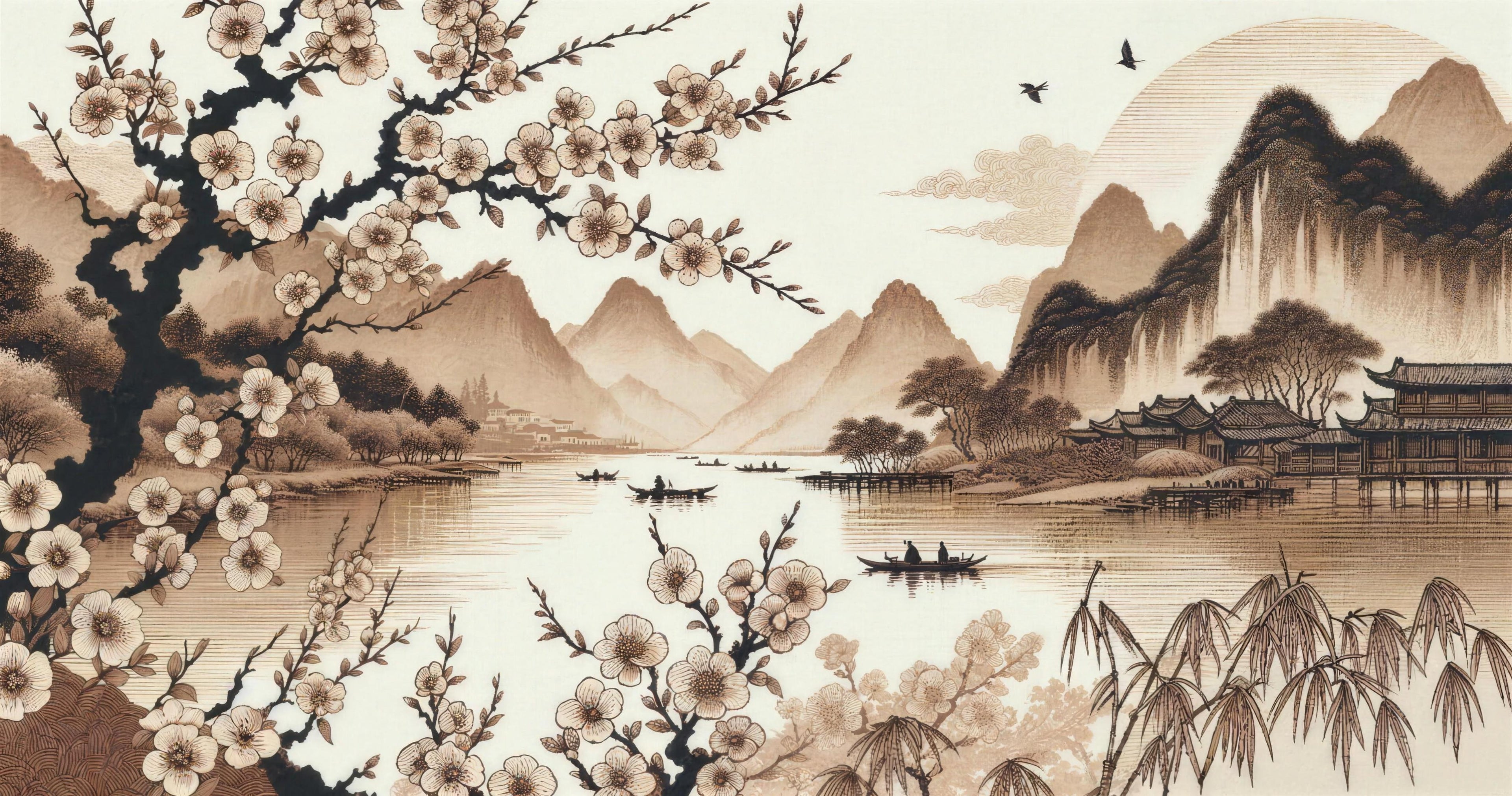 high quality cherry blossom wallpaper pattern shown flat