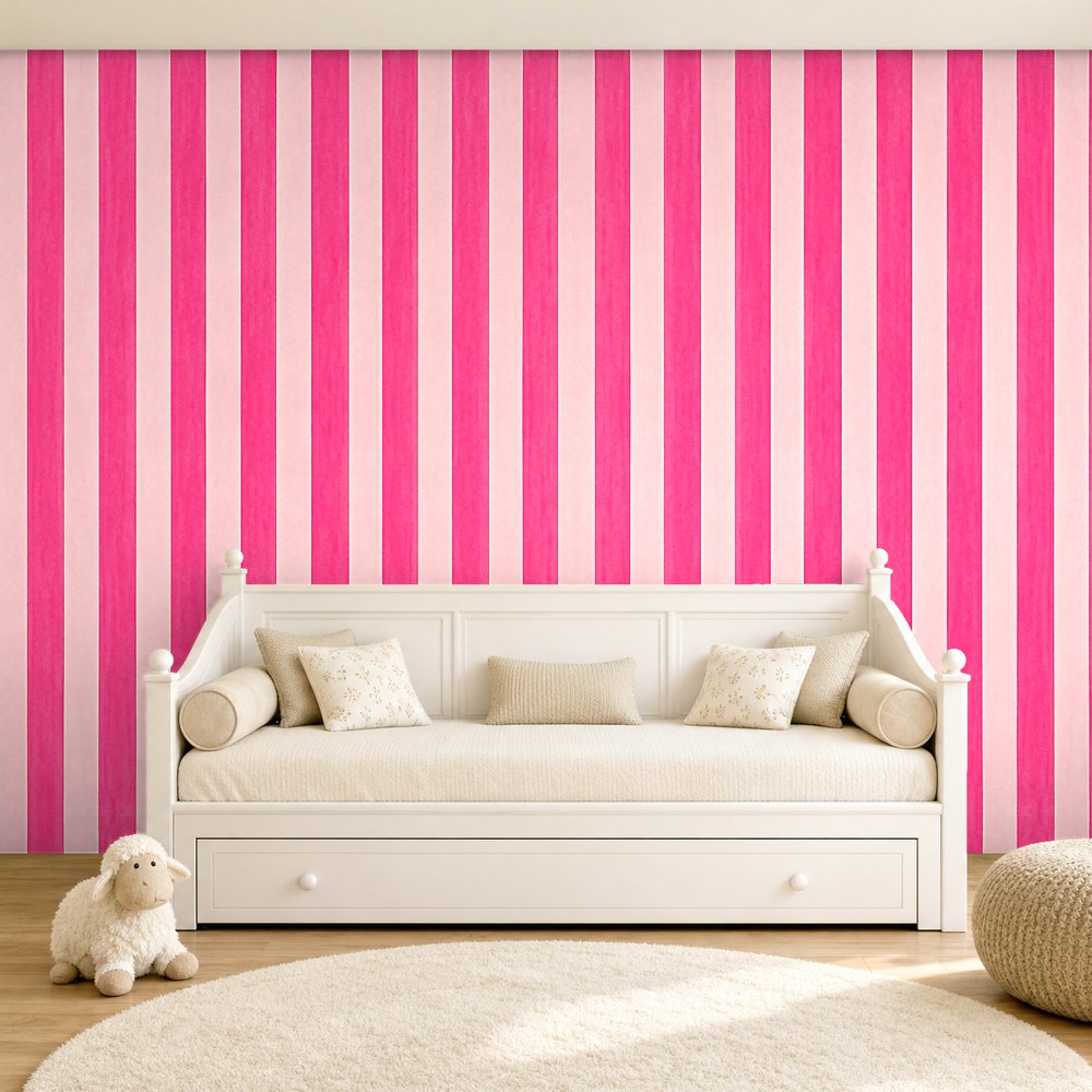 hot pink stripe wallpaper room