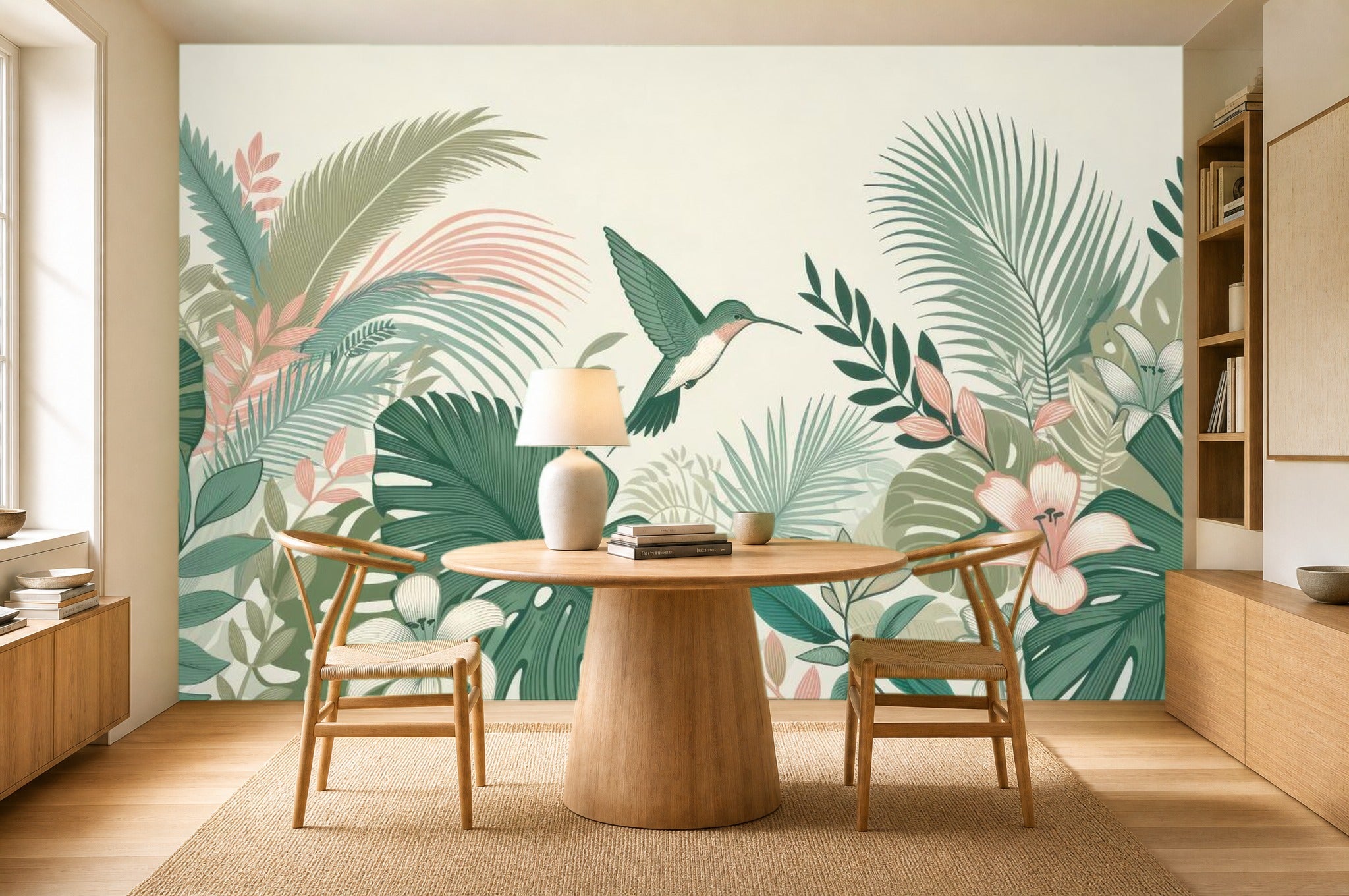 Green Hummingbird Wallpaper — room scene