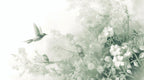 hummingbird trees wallpaper pattern shown flat