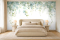 leaf vine wallpaper in a bedroom