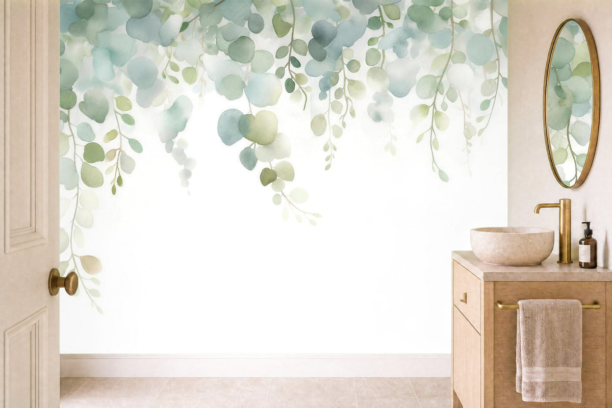 leaf vine wallpaper in a cloakroom