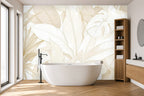 leaf wallpaper for bathroom in a bathroom