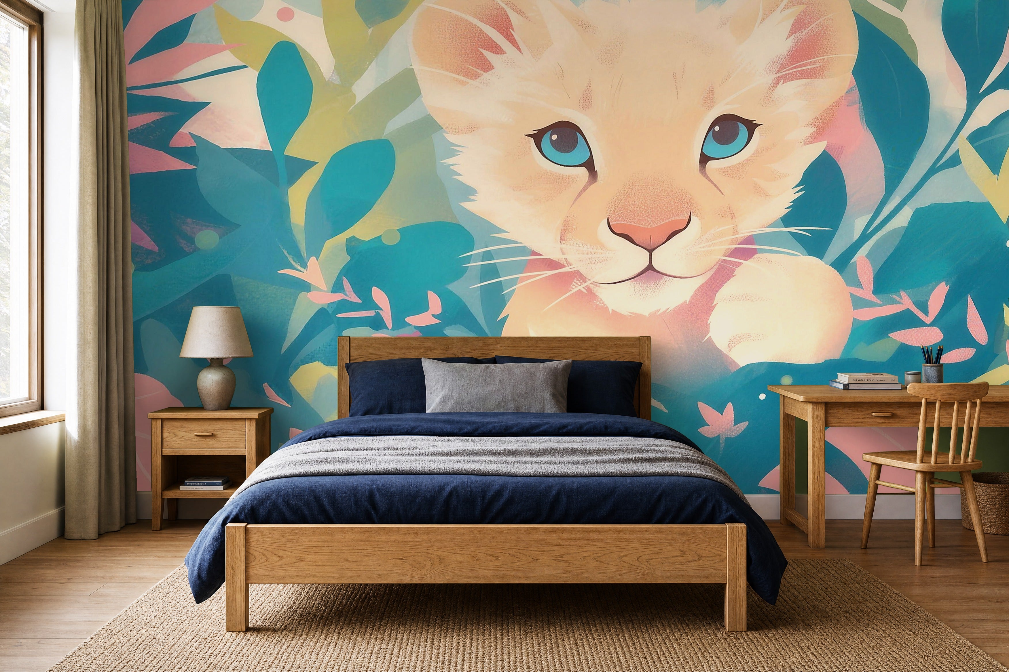 leaf wallpaper ideas in a children's room